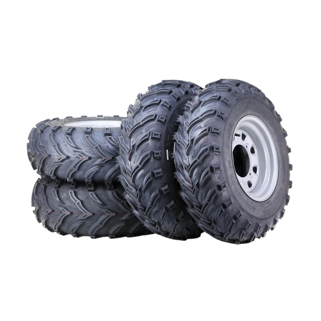 LIBRA 25x8-12 25x10-12 ATV Tire Wheel Assembly Set with 4-156 PCD 4+3 OS Silver Wheels,SET 4