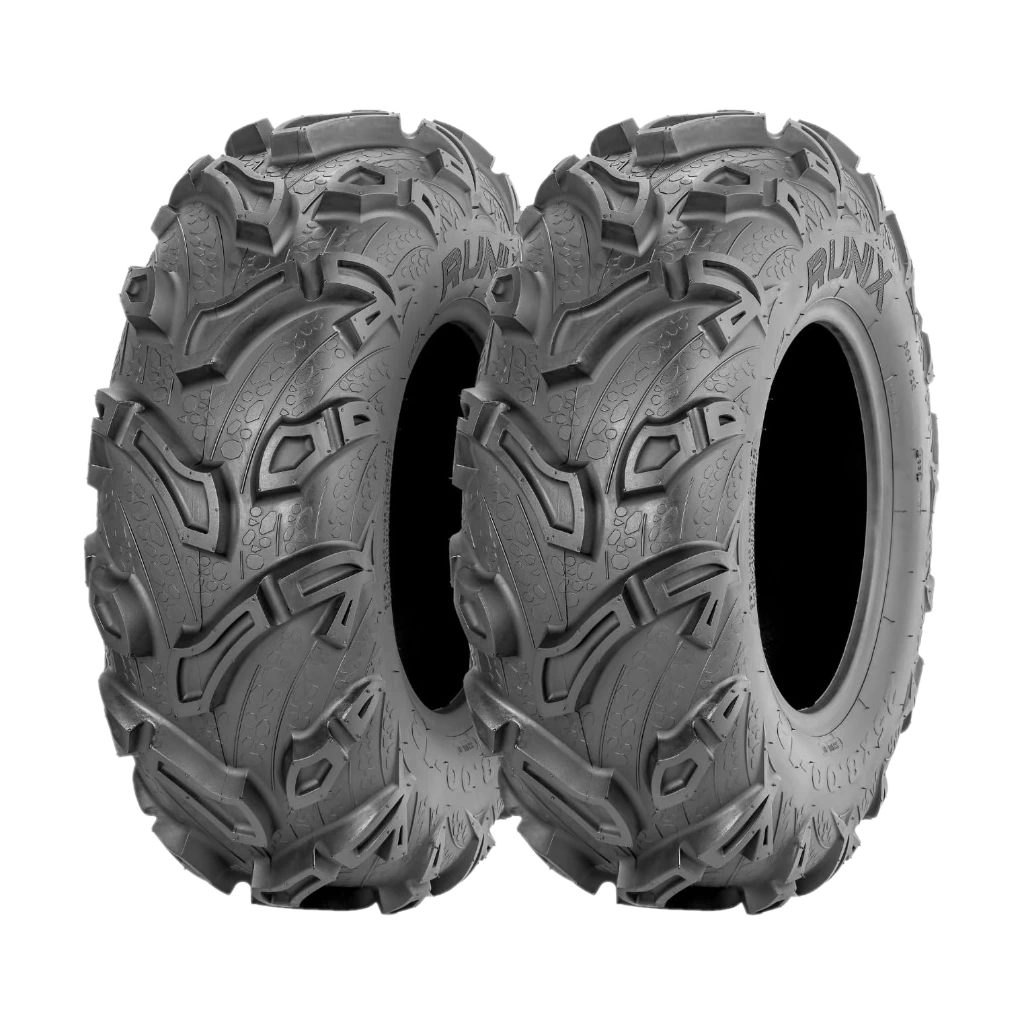 RUNIX ATV UTV Tires, RUNIX MudRavager, 25X10.00-12, Deep Tread, Set of 2, 6PR, Mud Tires, Tubeless